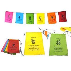 Handmade Tibetan Affirmation Prayer Flags Peace Happiness Courage Love Wisdom
